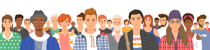 logo de la section: Des individus variés déssinés en vectoriel